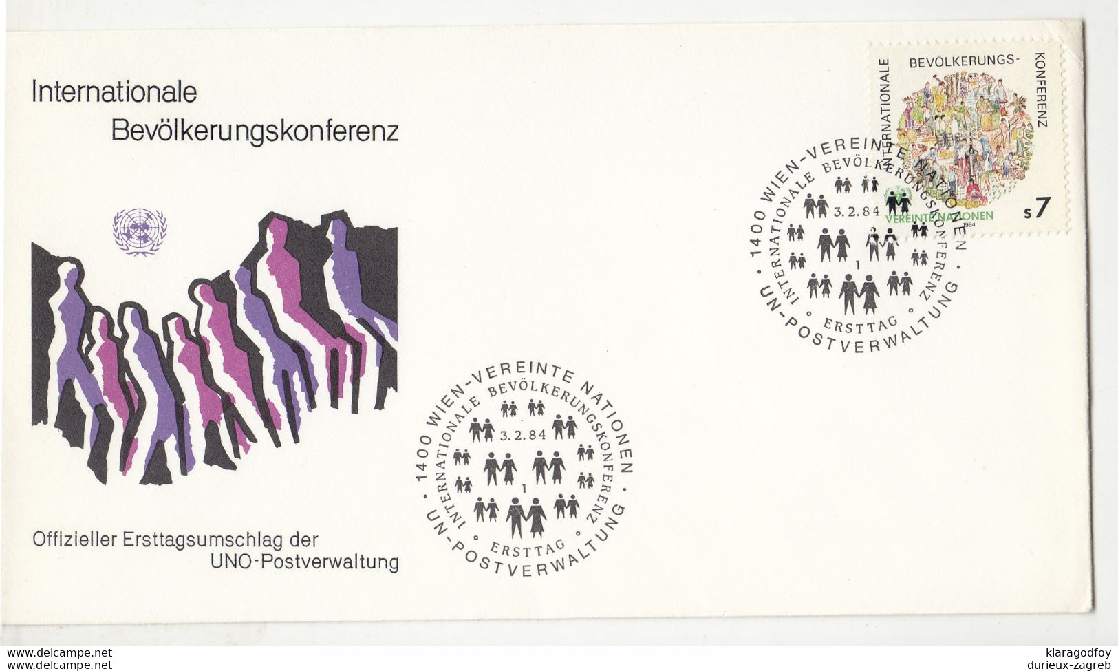 UN, International Conference On Population And Development 1984 FDC Wien B210901 - Lettres & Documents