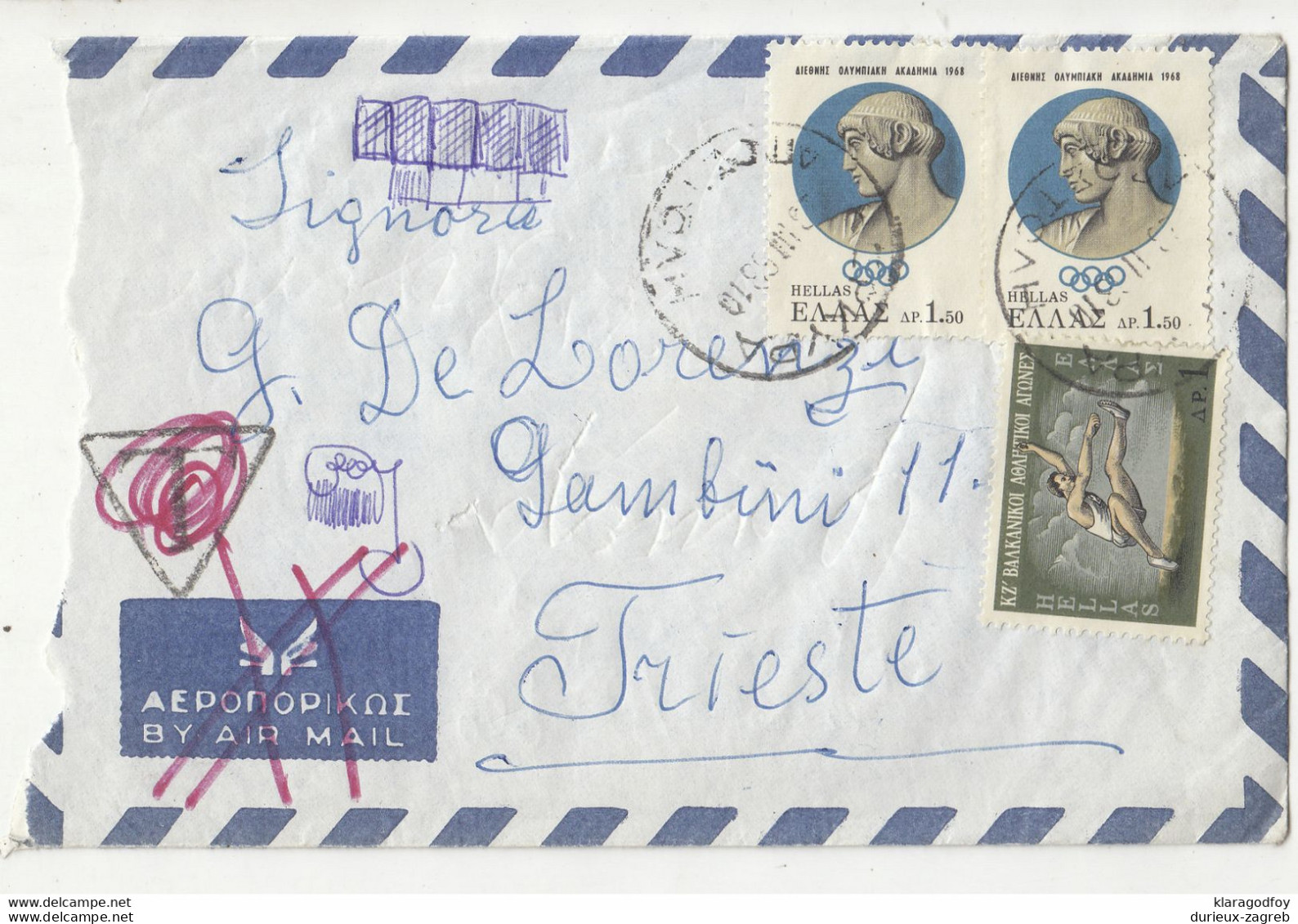 Greece Letter Cover Posted 1968 B210901 - Briefe U. Dokumente
