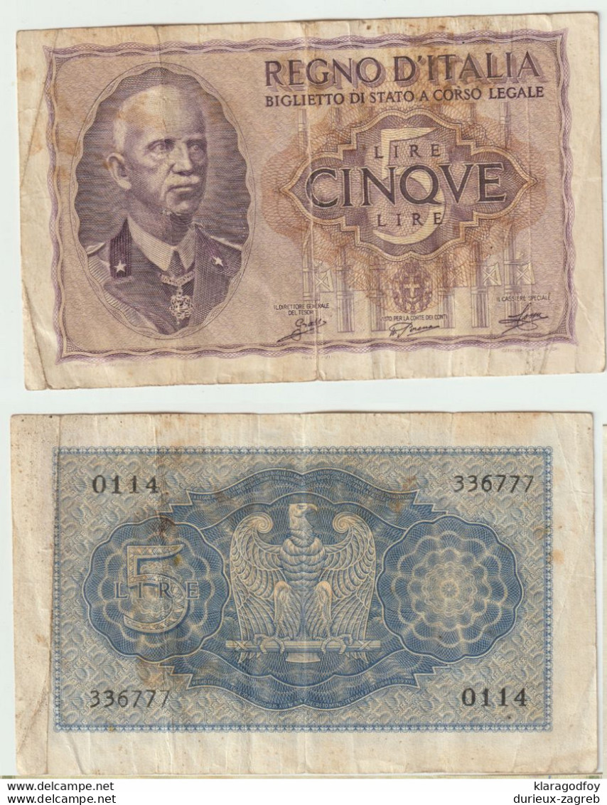 Italy Kingdom 1944? 5 Lire Banknote Mp210320 - Italia – 5 Lire