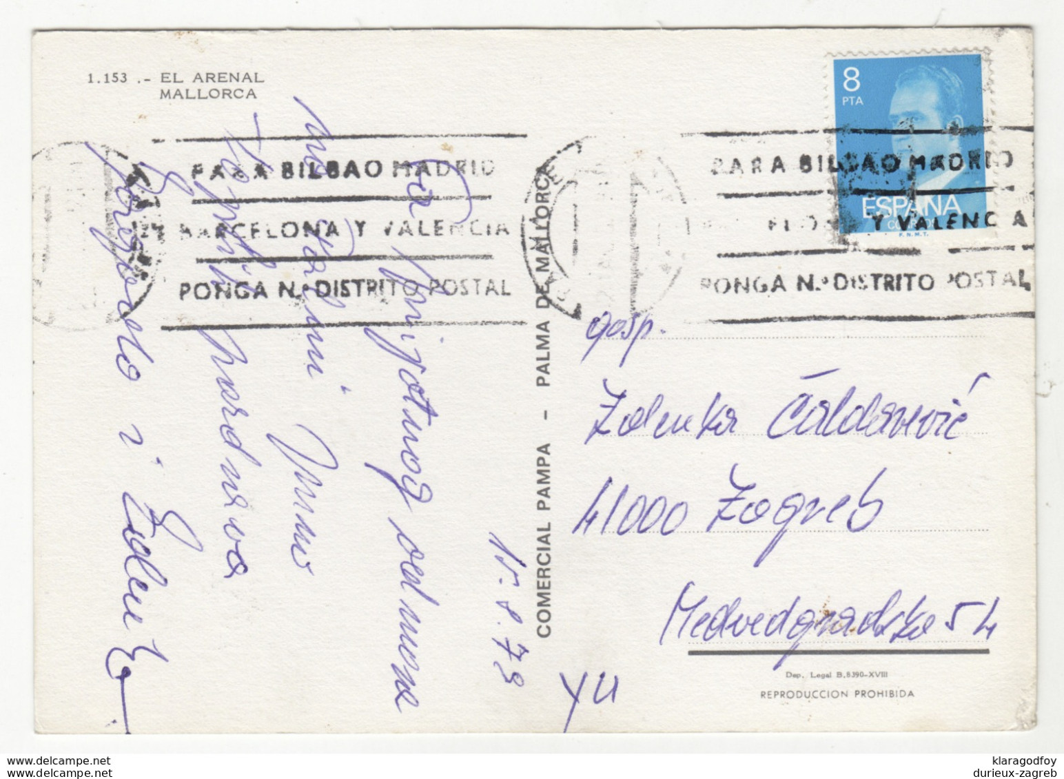 El Arenal Old Postcard Posted 1979 To Yugoslavia B191020 - Palma De Mallorca