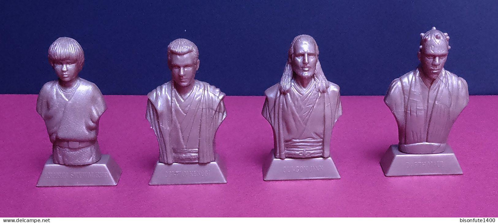 Lots De 4 Figurines STAR WARS En Plastic Dur : Anakin, Obi-Wan Kenobi, Qui-Gon Jinn Et Darth Maul ( Voir Photos ). - Episodio I