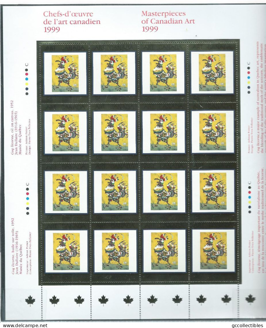 Canada # 1800 Full Pane Of 16 MNH - Masterpieces Of Canadian Art - 12 - Volledige & Onvolledige Vellen