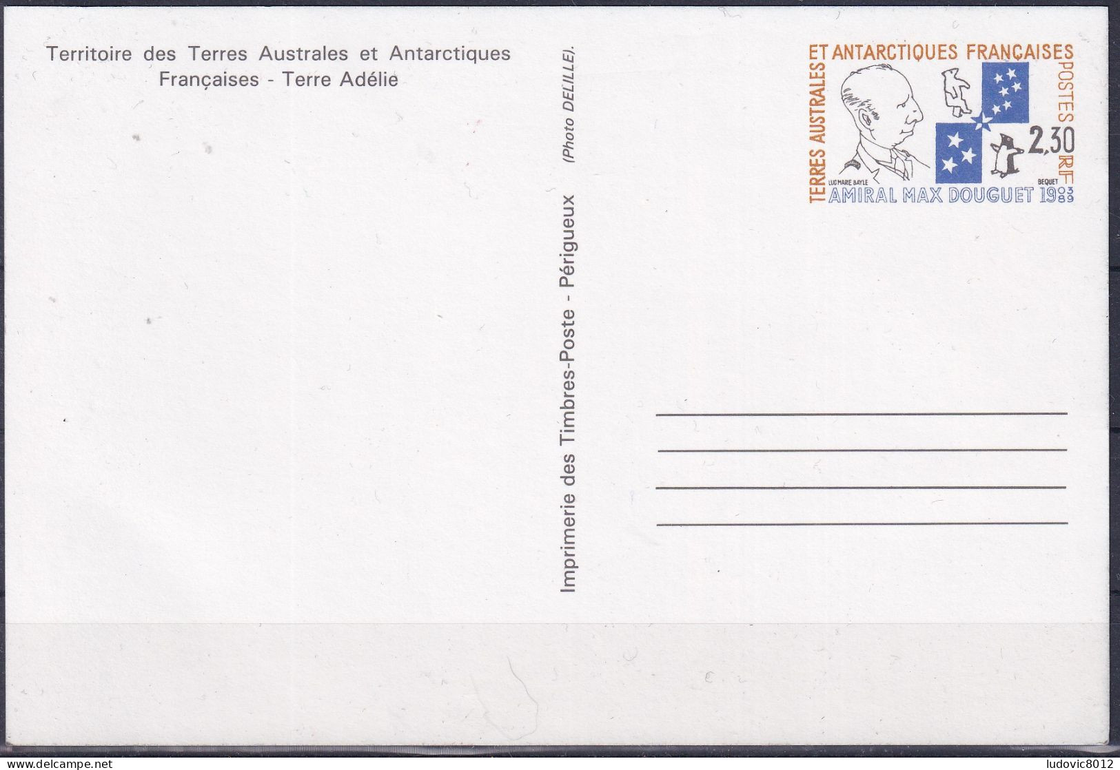 1991 Carte Postale Vierge TAAF Postcard Unused - Postal Stationery