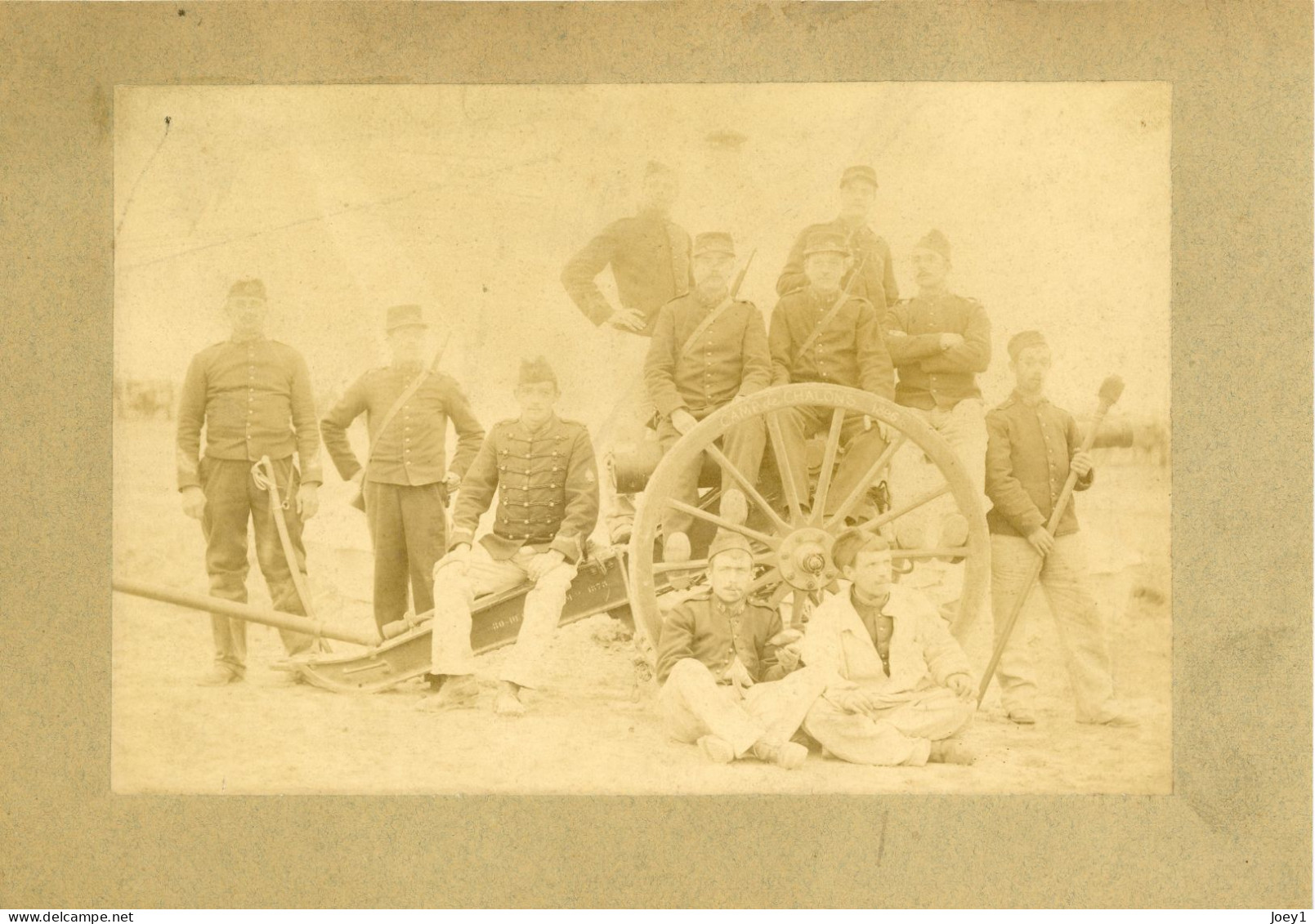 Photo Militaires Autour D'un Canon, Camp De Chalons 1896 - War, Military