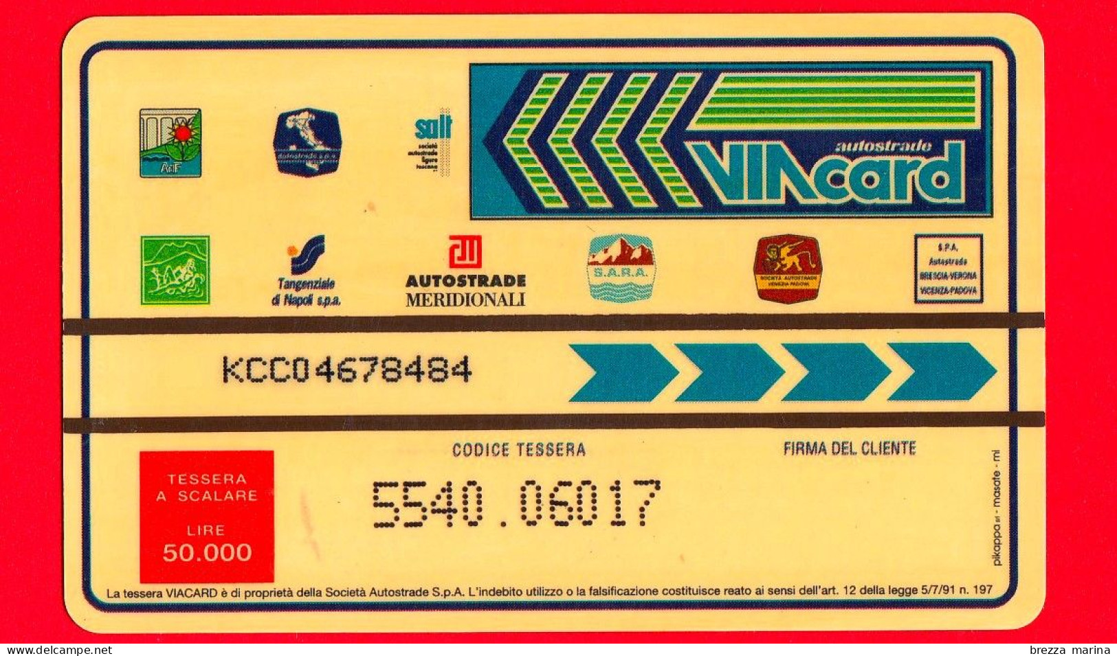 VIACARD - Serie Storica - A1 Firenze-Bologna, Ponte Sull'Aglio - Tessera N. 80 - 50.000 - Tec - Andere & Zonder Classificatie