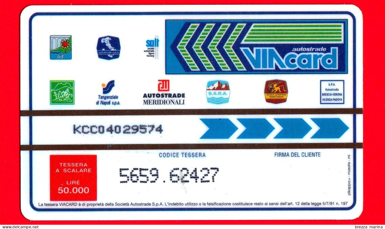 VIACARD - Serie Servizi - Operazioni Neve - Tessera N. 212 - 50.000 - Tec - Autres & Non Classés