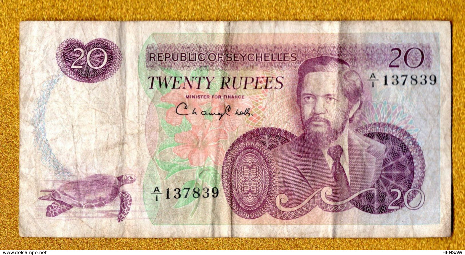 SEYCHELLES 20 RUPEES P 20a 1977 USED USADO SERIE A/1 - Seychelles