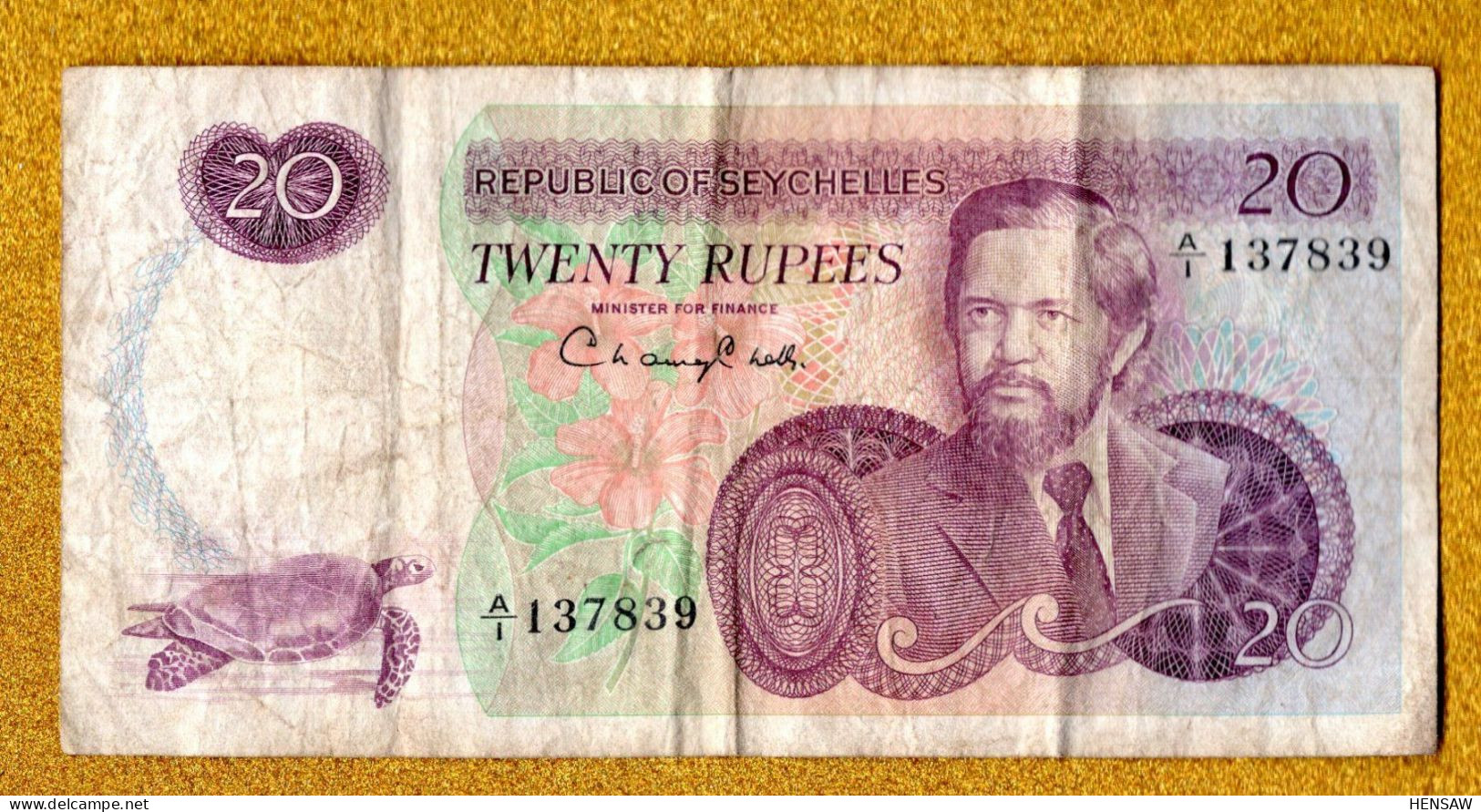 SEYCHELLES 20 RUPEES P 20a 1977 USED USADO SERIE A/1 - Seychellen