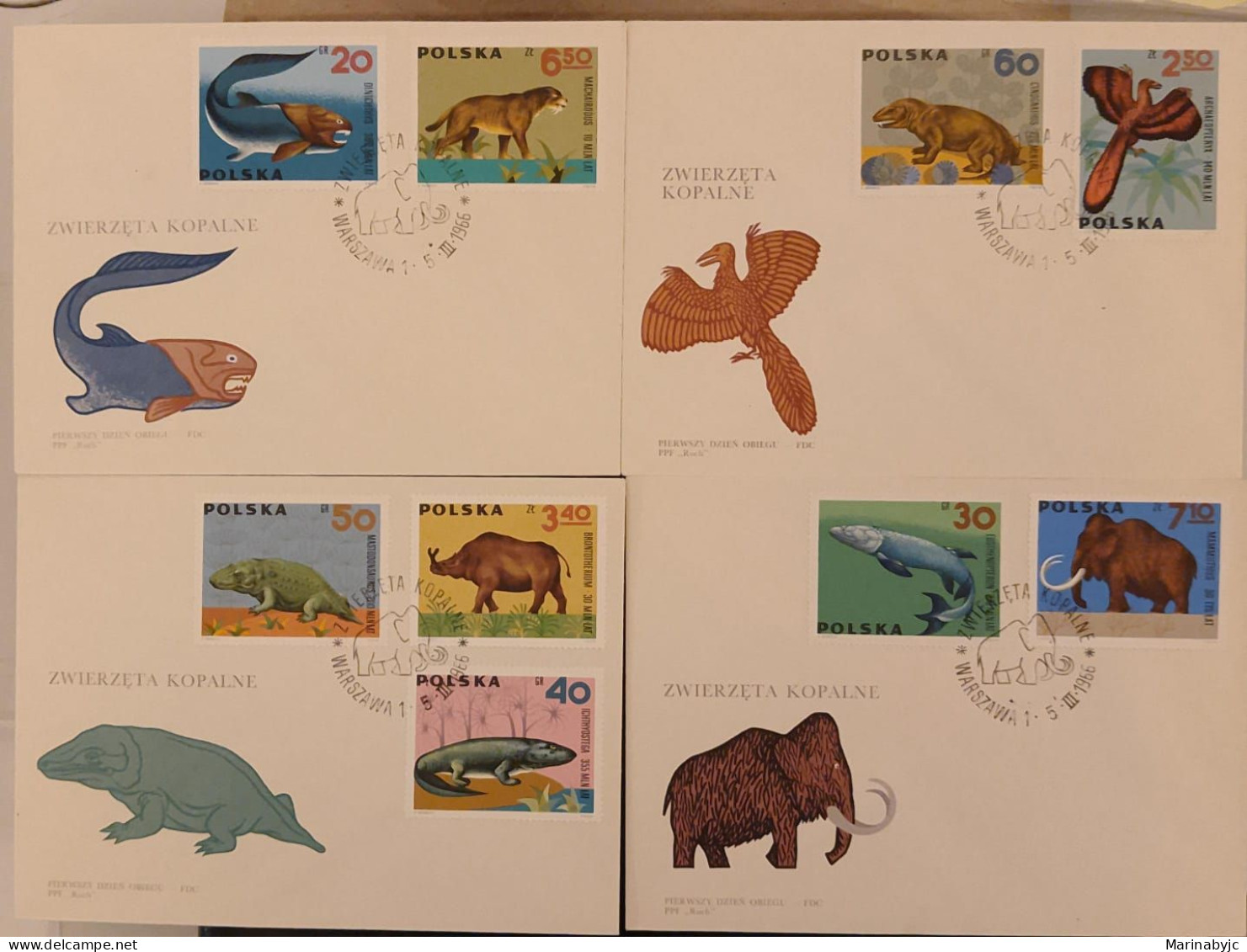 SD)POLAND. PREHISTORIC ANIMALS. DINOSAUR. FDC - Collections