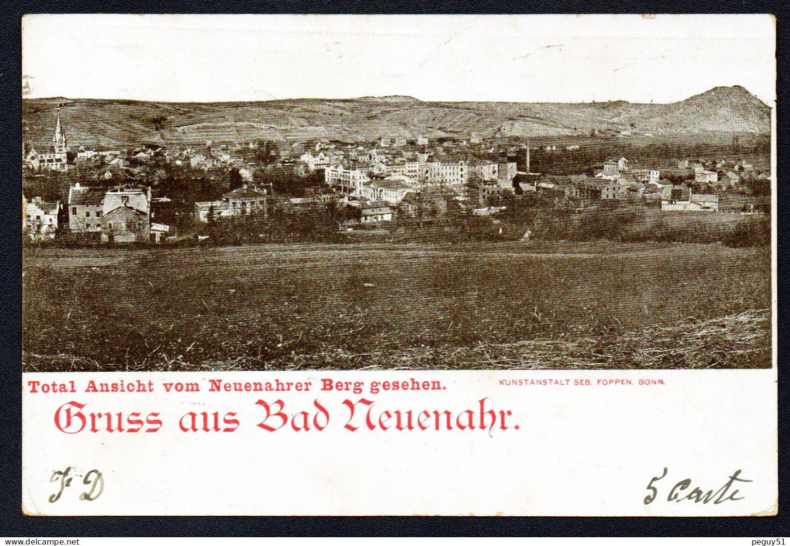 Gruss Aus Bad Neuenahr. Total Ansicht Mit Rosenkranzkirche  Vom  Neuenahrer Berg Gesehen. 1906 - Bad Neuenahr-Ahrweiler