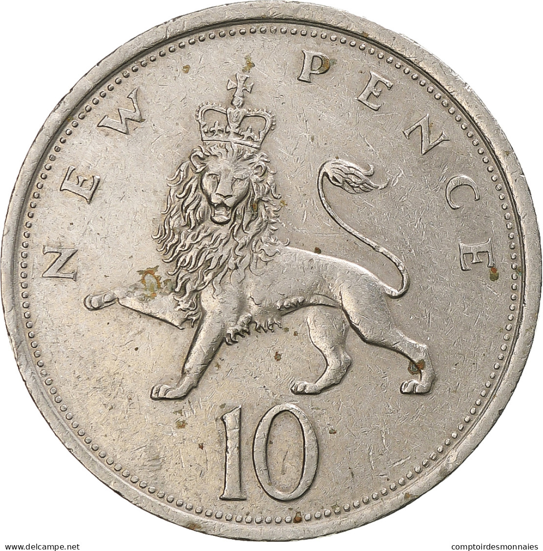 Monnaie, Grande-Bretagne, Elizabeth II, 10 New Pence, 1971, TTB, Cupro-nickel - 10 Pence & 10 New Pence