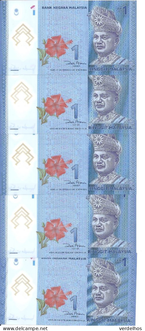 MALAYSIE 1 RINGGIT 2012 UNC P 51 ( 5 Billets ) - Malaysia