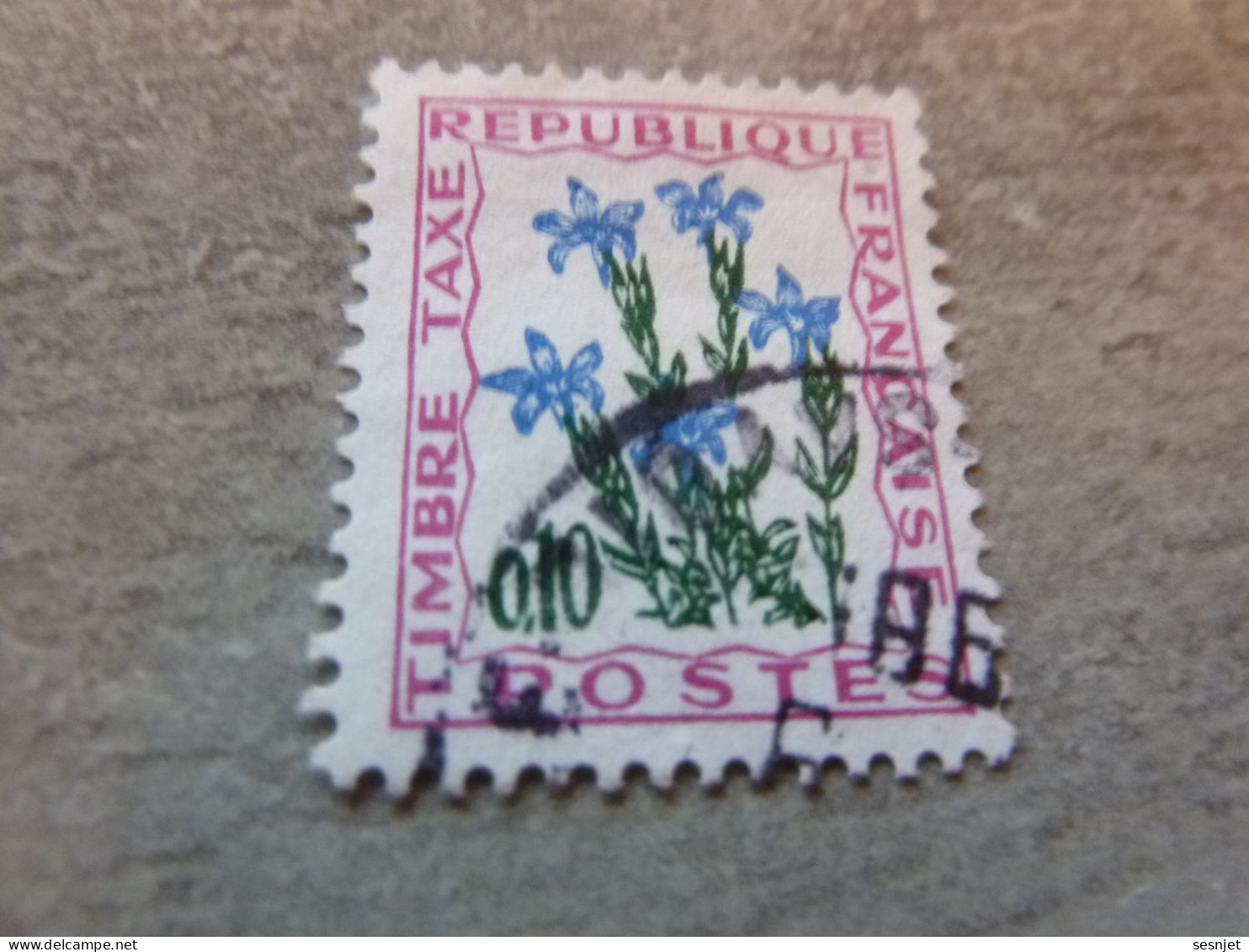 Fleurs Des Champs - Gentiane - 10c. - Yt Taxe 96 - Carmin, Vert Et Outremer - Oblitéré - Année 1964 - - 1960-.... Oblitérés