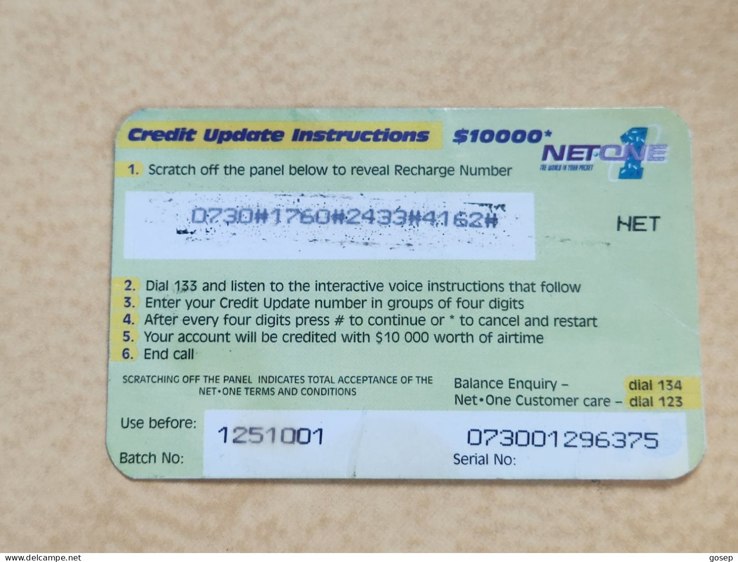 Zimbabwe-(zw-eas-ref-0009)-easy Card Plus-(12)-($10.000)-(0730H1760H2433H4162H)-used Card+1card Free - Zimbabwe