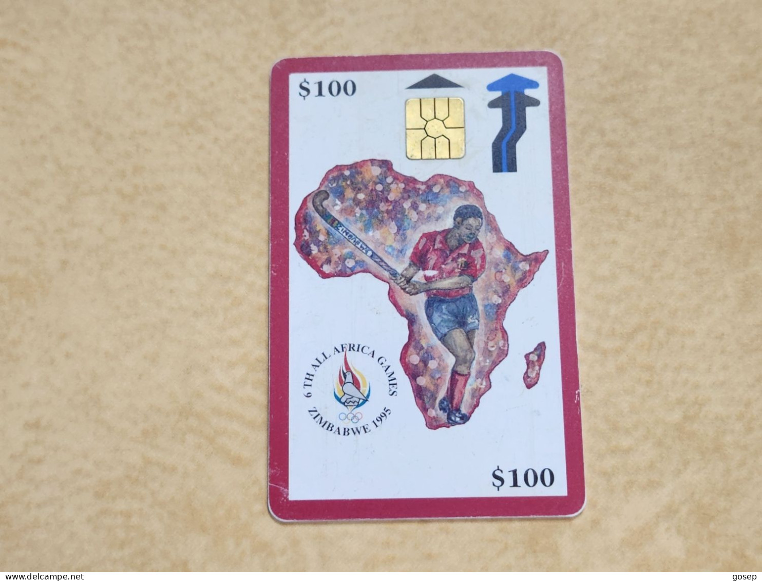 Zimbabwe-(ZIM-05)-6thall Africa Games Red-(30)($100)(1100-050176)(9/98)used Card+1card Free - Zimbabwe