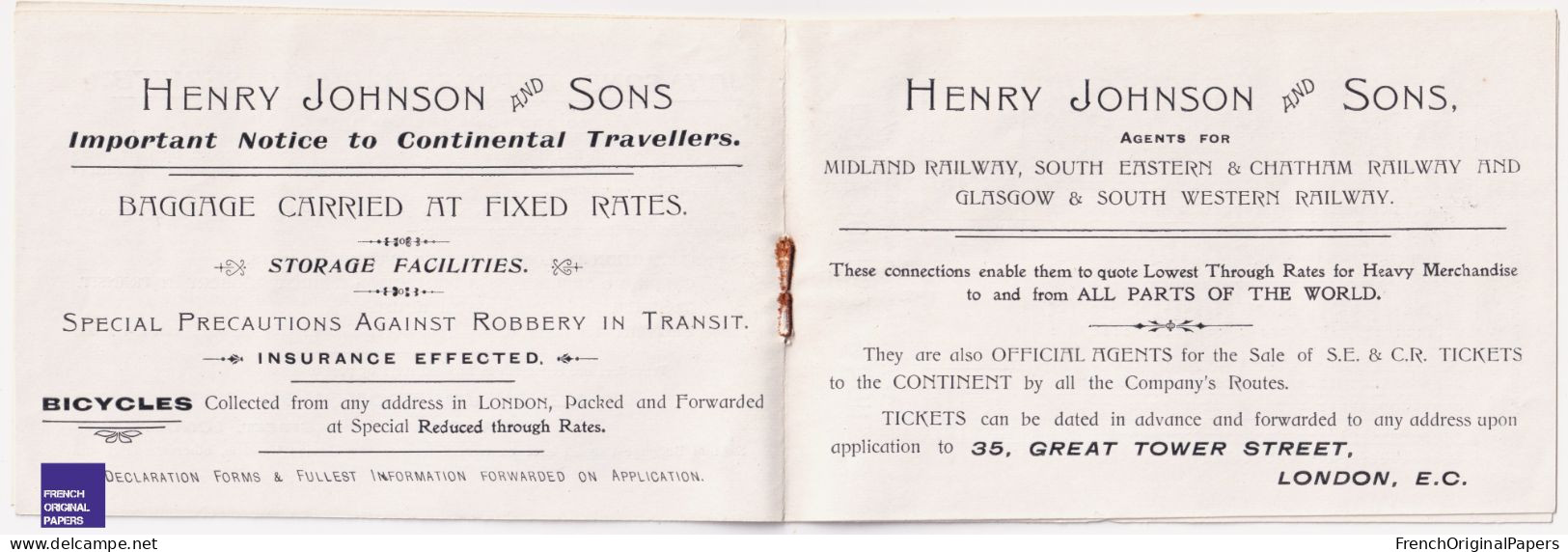 Henry Johnson & Sons Express Forwarding Agency Rare Ad. 1900s Ocean Liner Paquebot Transatlantique London Train A40-39 - Publicités