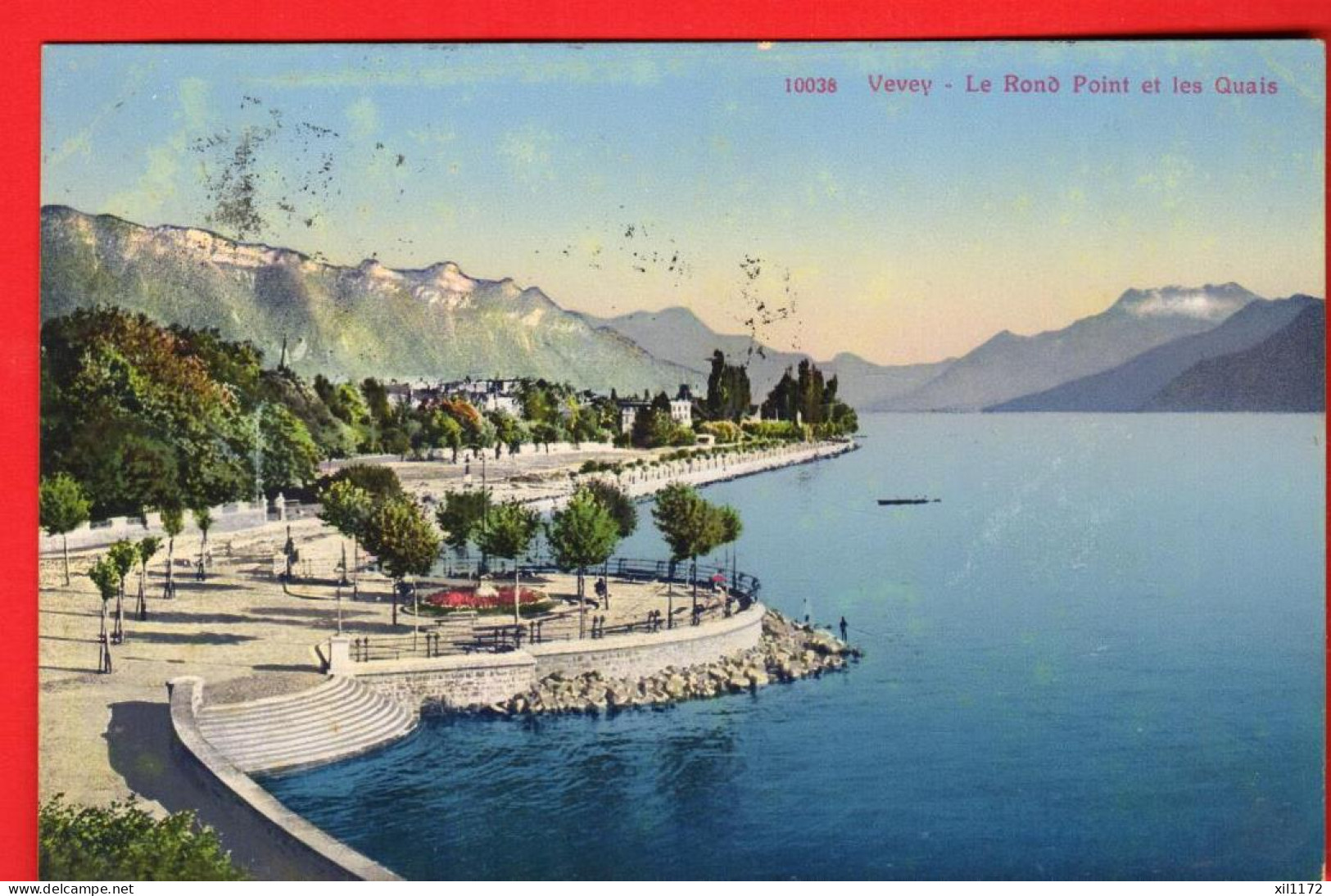 ZXA-09  Vevey, Le Rond-Point Et Les Quais.  Dents Du Midi.  Circulé 1912 Vers Corsier. Perrochet David 10038 - Corsier-sur-Vevey