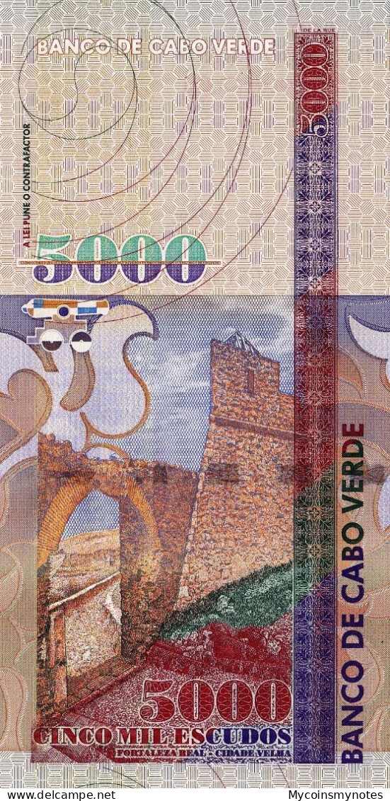 Cape (Cabo) Verde Complete Set Of Escudos, 200, 500, 1000, 2000, 5000, UNC - Kaapverdische Eilanden