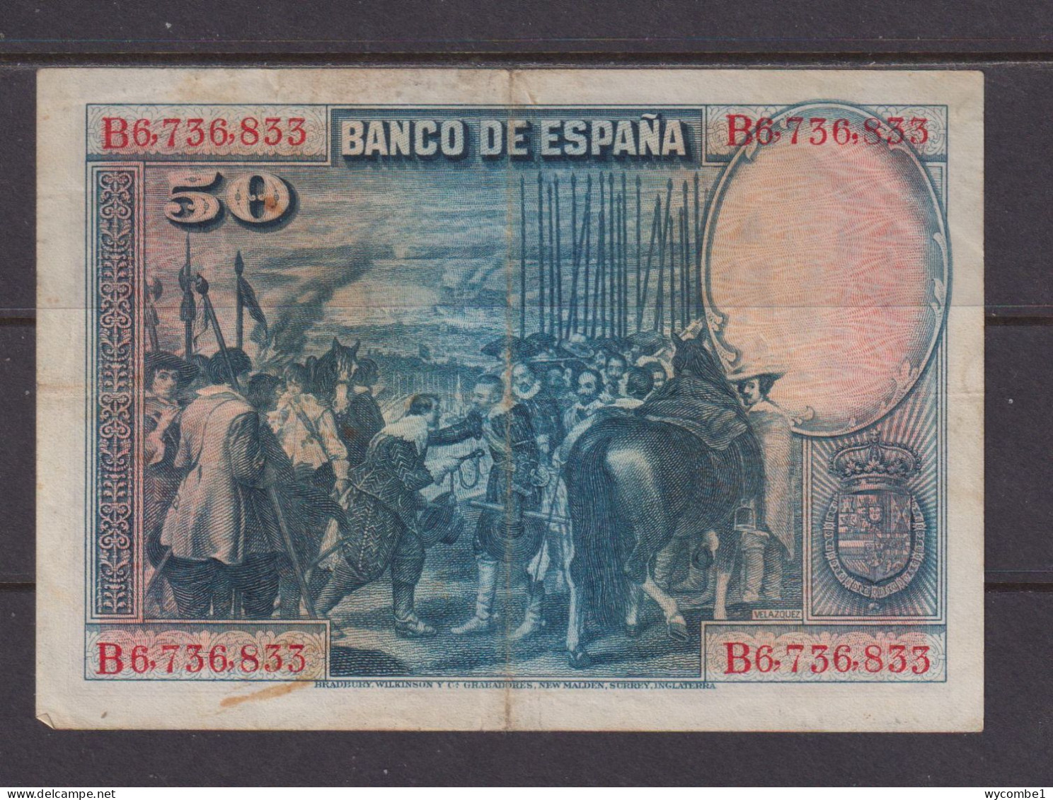 SPAIN  -  1928  50 Pesetas Circulated Banknote As Scans - 50 Peseten