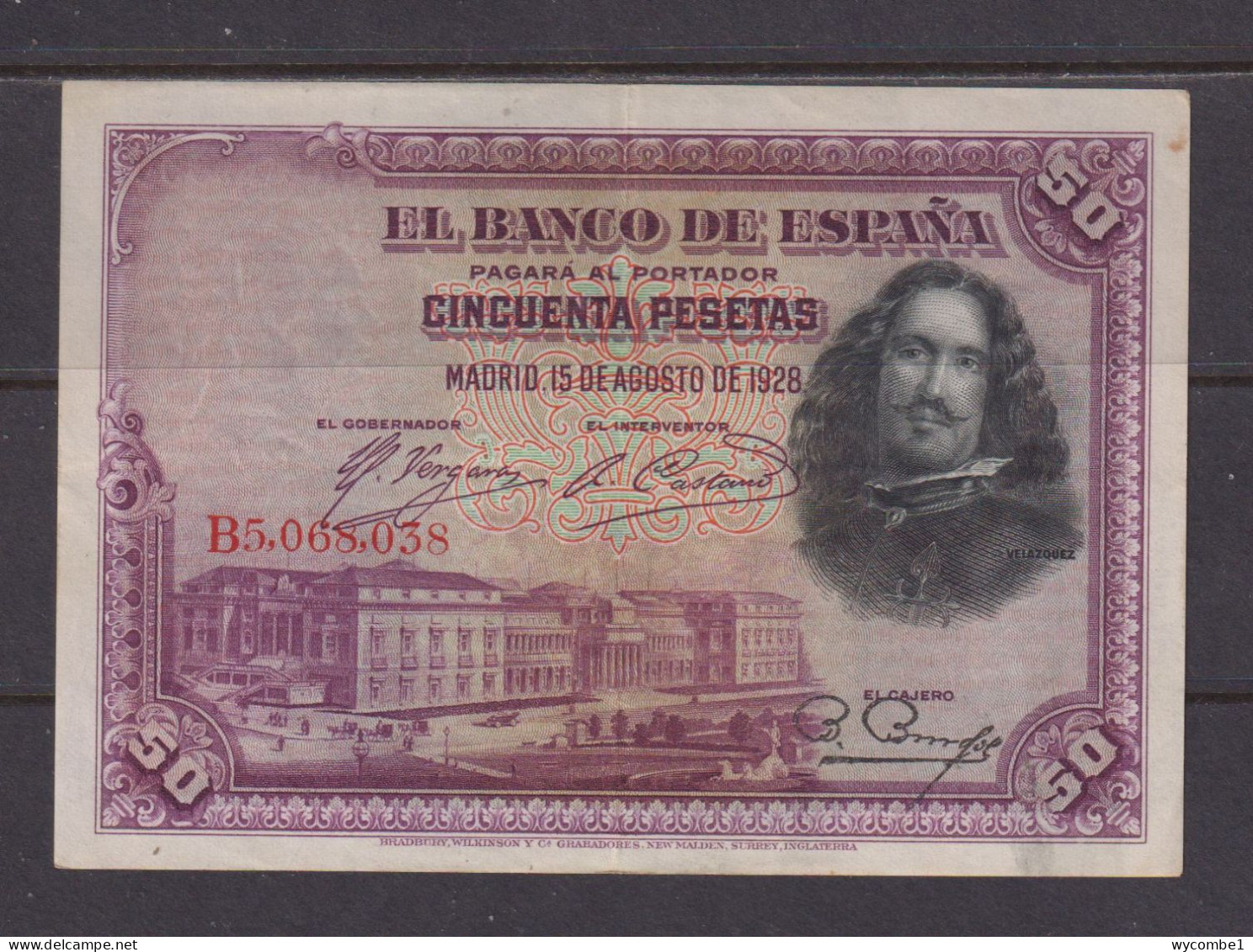 SPAIN  -  1928  50 Pesetas Circulated Banknote As Scans - 50 Pesetas