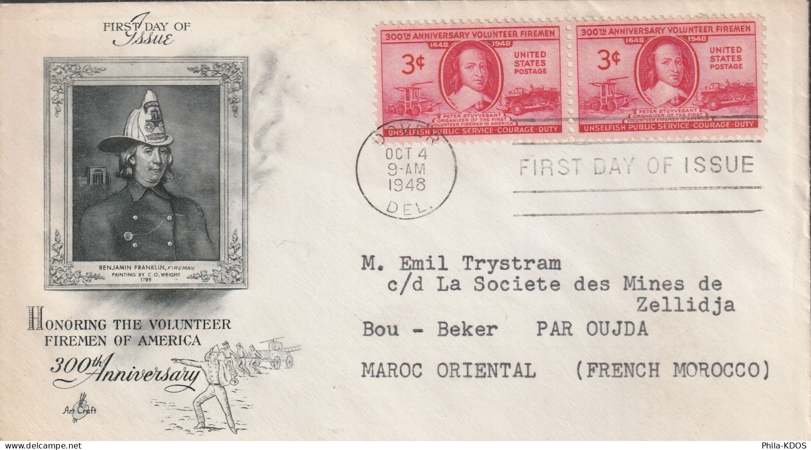1948 ! " SAPEURS-POMPIERS " Sur Enveloppe 1er Jour Des USA + KDO ! - Pompieri