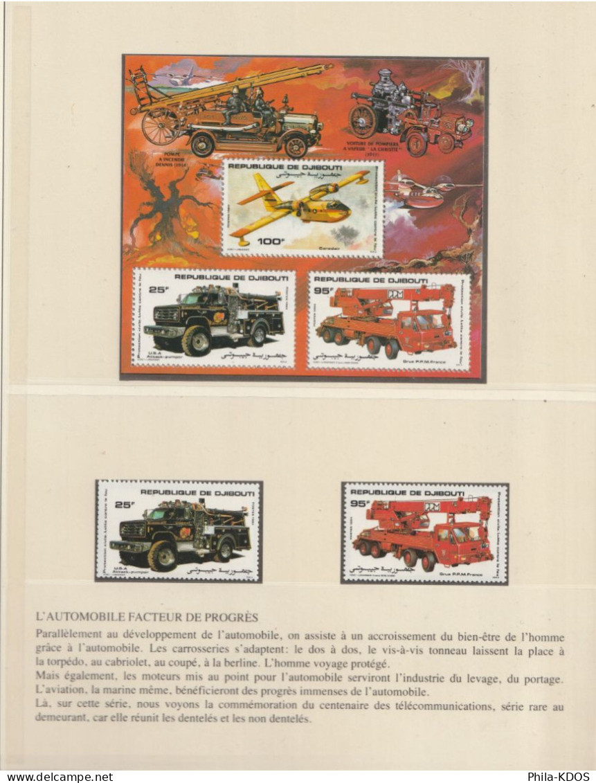 DJIBOUTI Bloc Spécial COTE 35 € (N° 587 + 588 + 589) + 587 + 588 MNH ** Pompiers Firefighters Bomberos Canadair A Saisir - Firemen