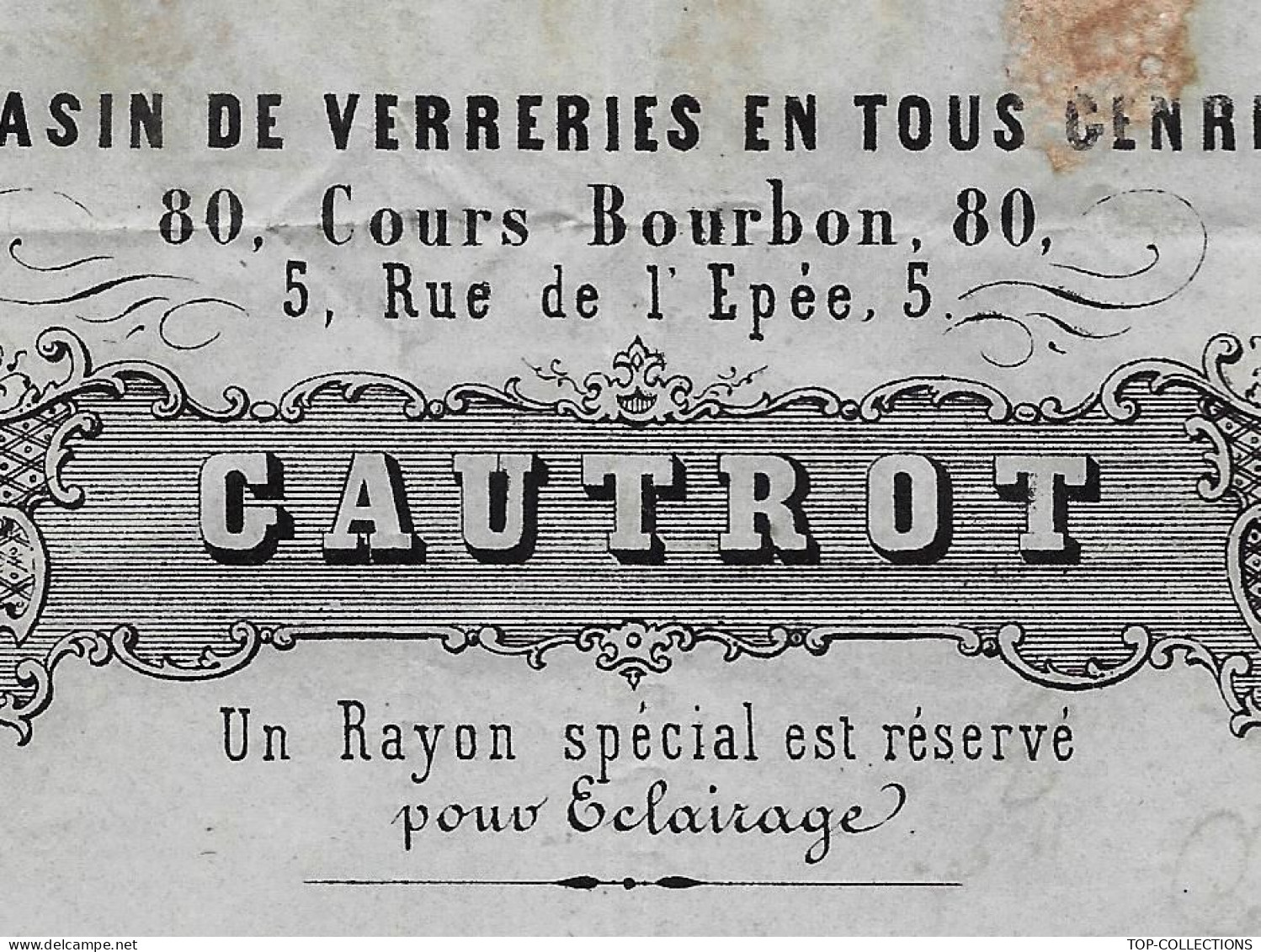 1863 ENTETE VERRERIES PORCELAINES CRISTAUX Gautrot Lyon > Ballouhey Verrerie De La Rochère Par Corre Haute Saone V.HIST. - 1800 – 1899