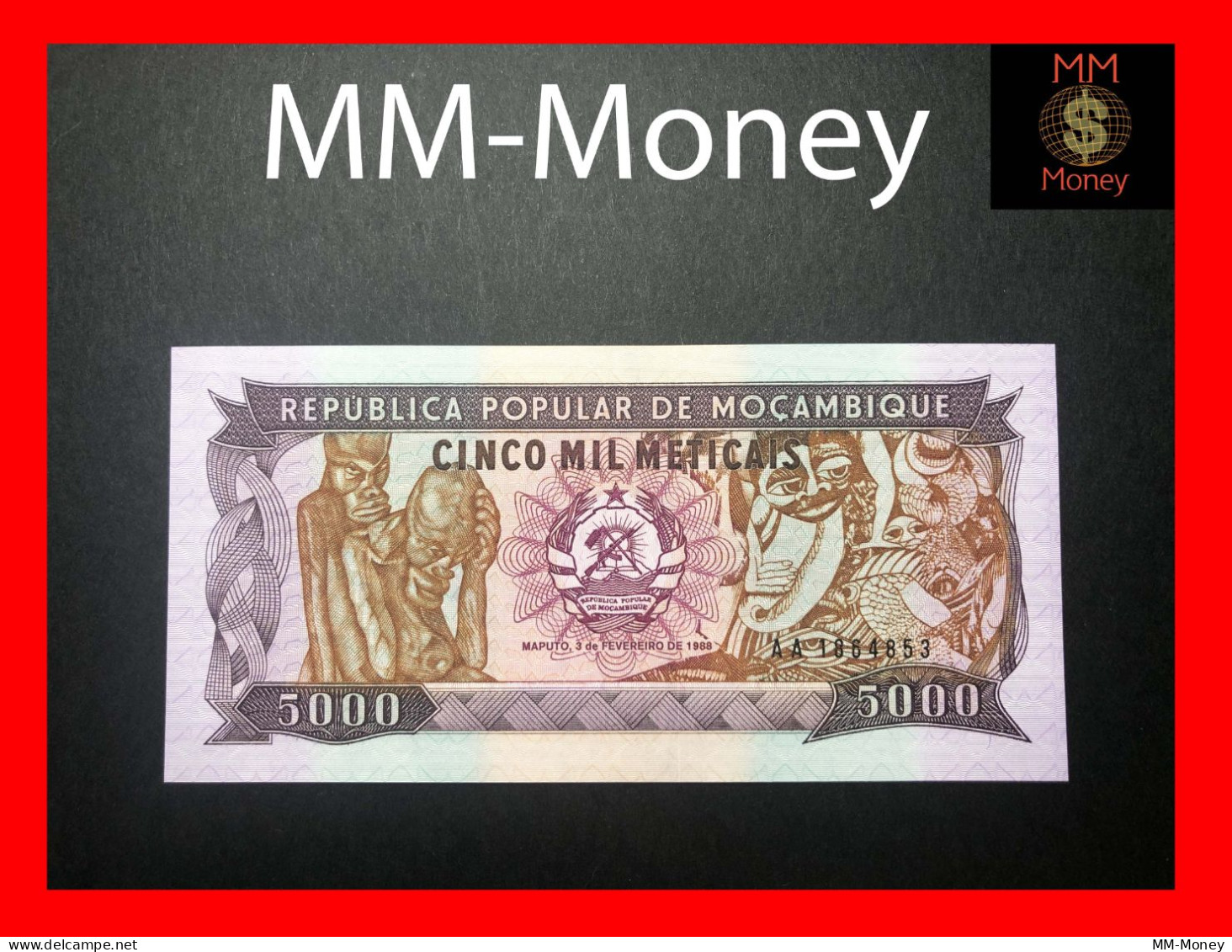 MOZAMBIQUE 5.000 5000 Meticais  3.2.1988  P. 133  *serial AA*    UNC - Mozambique