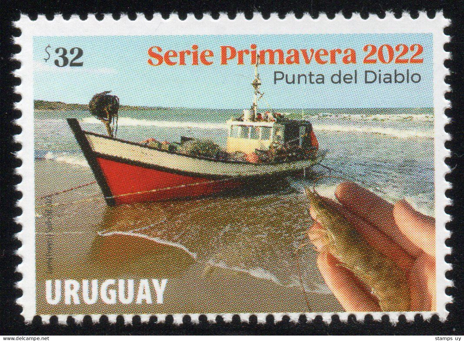 URUGUAY 2022 (Fishing, Ship, Boat, Lighthouse, Animal, Prawn, Penaeus Paulensis, Aloe, Succulent Plant) - Set (2 Stamps) - Heilpflanzen