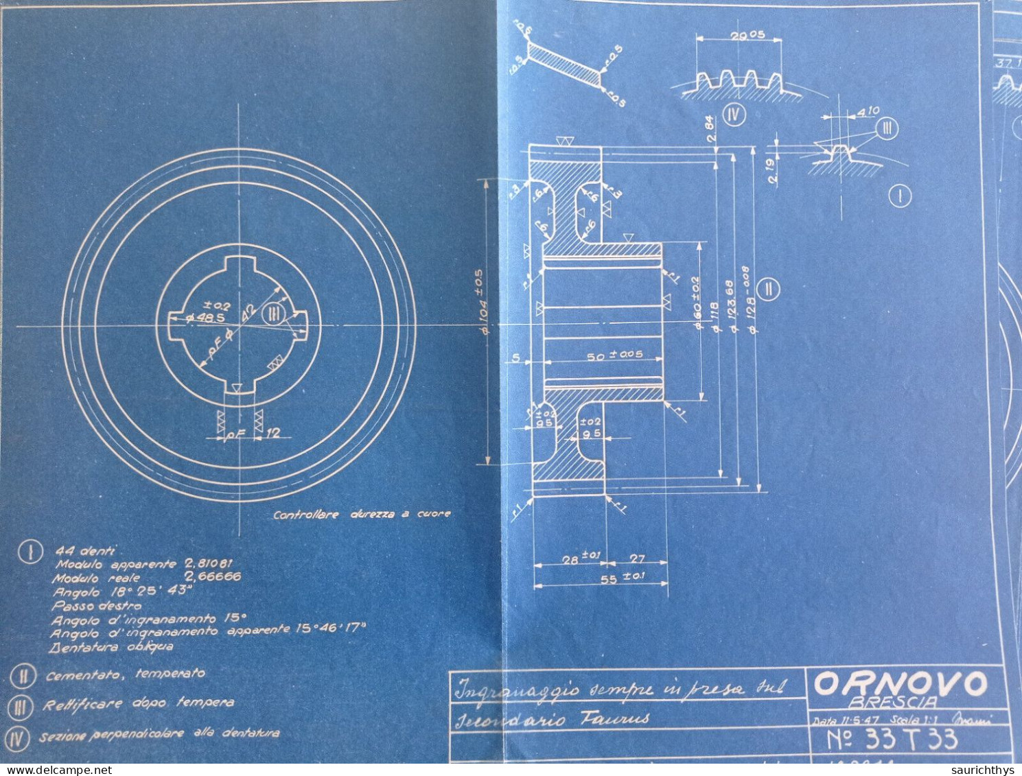 Cartella documenti Fiat 666 e vari disegni tecnici in schizzi originali e copie conformi d'epoca