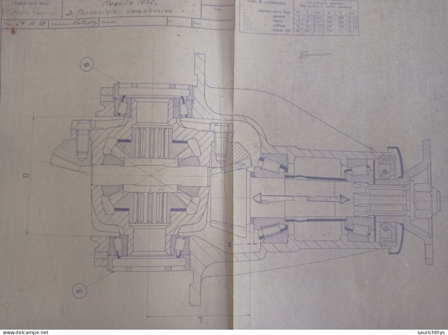 Cartella Documenti Fiat 1100/103 600 Differenziale Disegni Tecnici In Schizzi Originali E Copie Conformi D'epoca - Tools