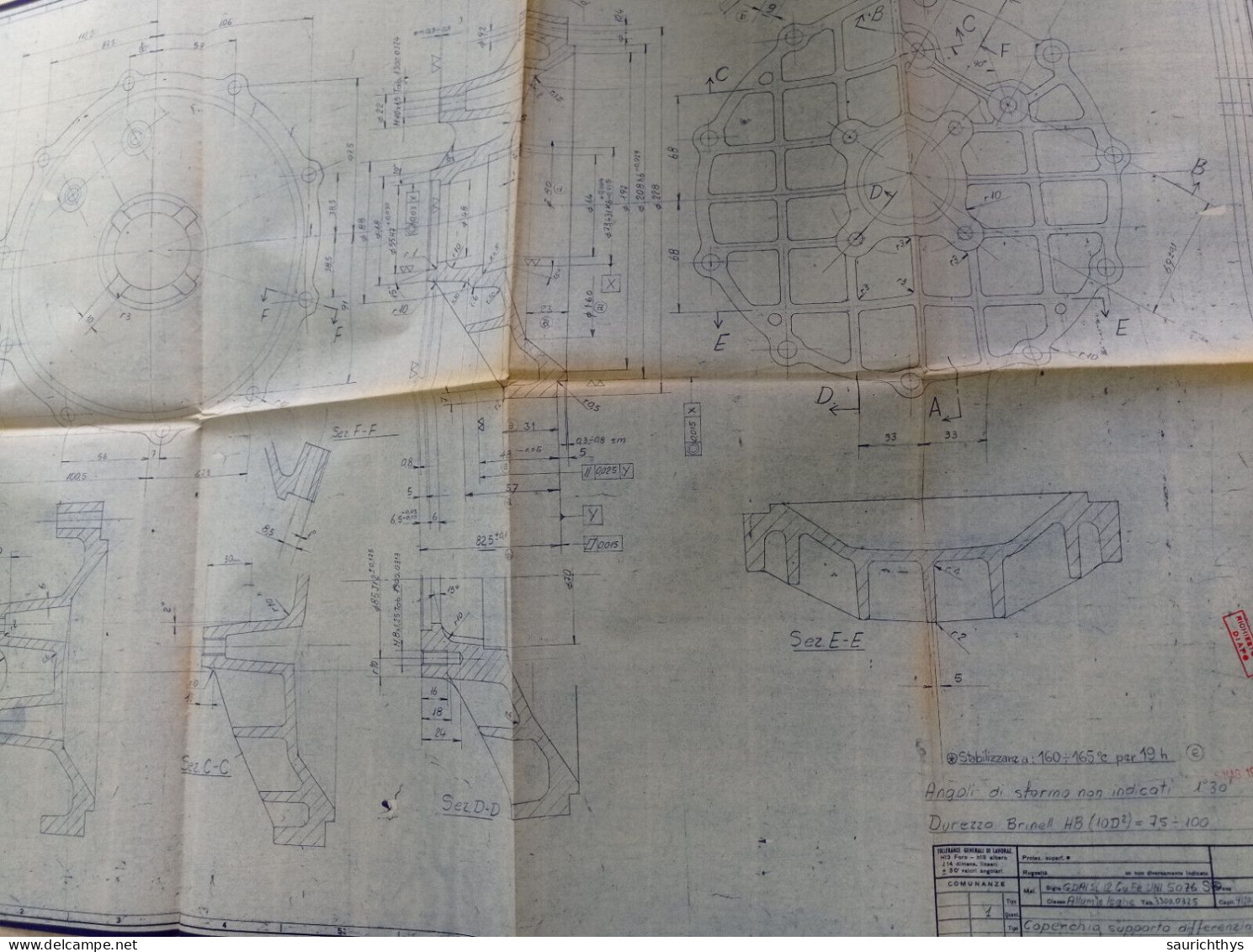 Cartella Documenti Alfa Romeo Ponte Differenziale Disegni Tecnici In Schizzi Originali E Copie Conformi D'epoca - Maschinen