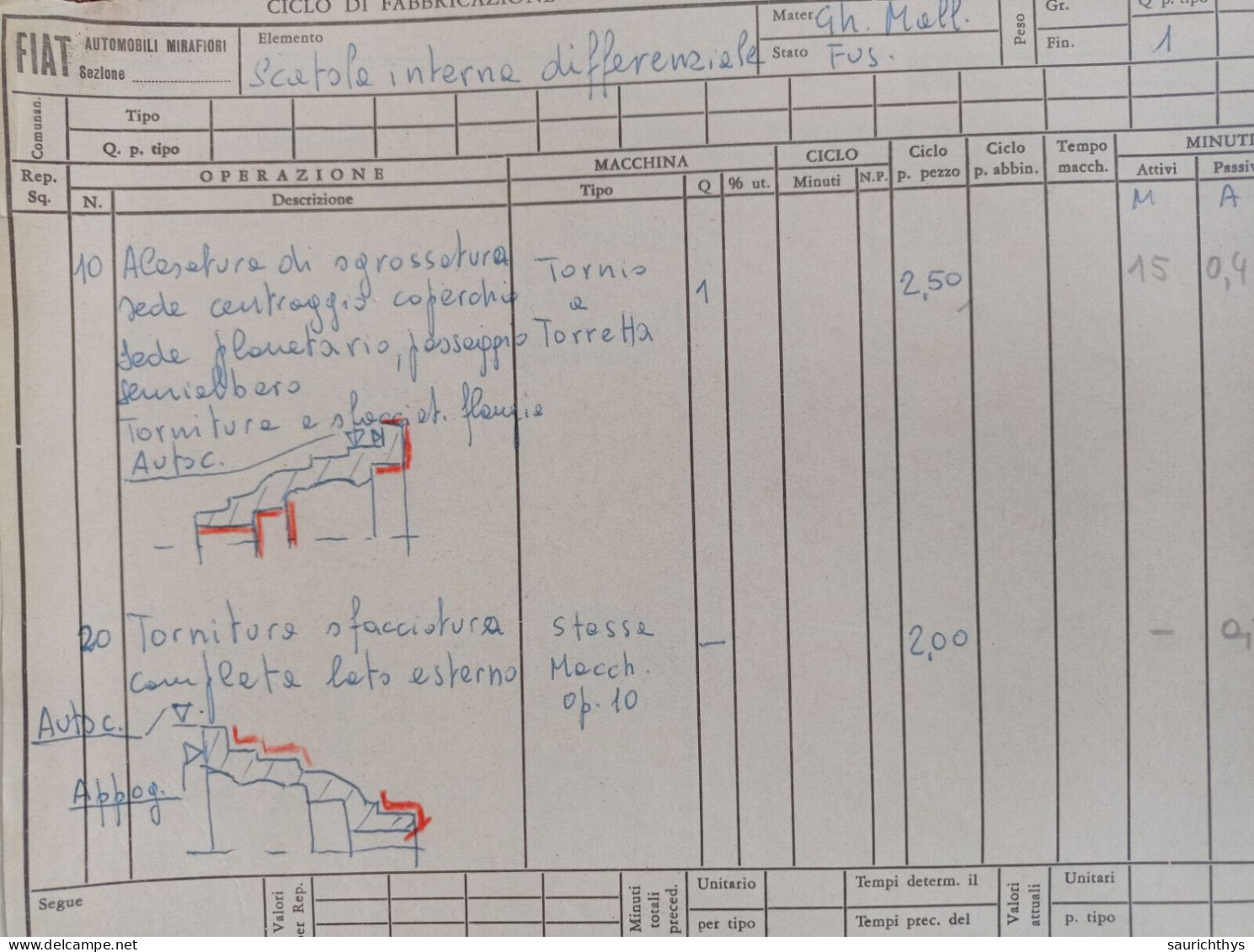 Cartella Documenti Alfa Romeo Ponte Differenziale Disegni Tecnici In Schizzi Originali E Copie Conformi D'epoca - Machines