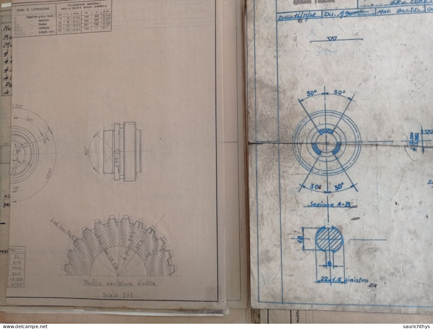 Cartella Documenti Fiat 500 A B C Cambio Velocità Disegni Tecnici In Schizzi Originali E Copie Conformi D'epoca - Machines