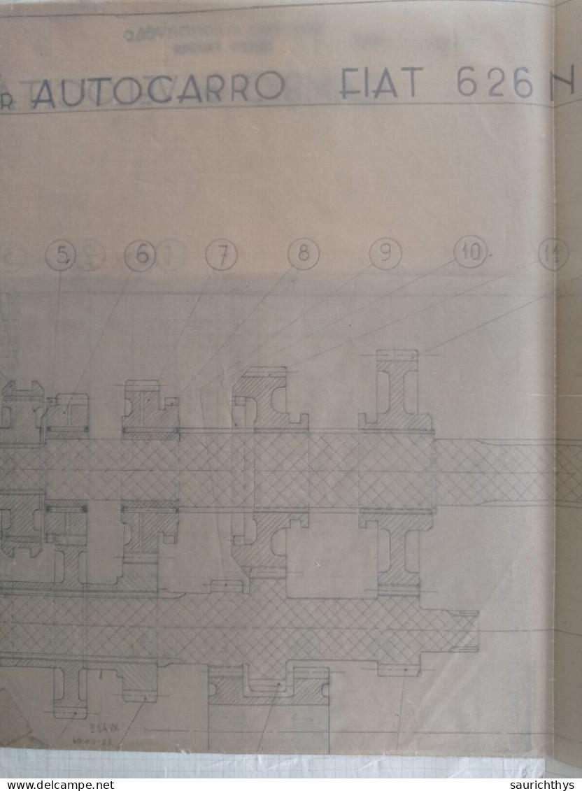 Cartella Documenti Fiat Automobili 626 Cambio Velocità Disegni Tecnici In Schizzi Originali E Copie Conformi D'epoca - Maschinen