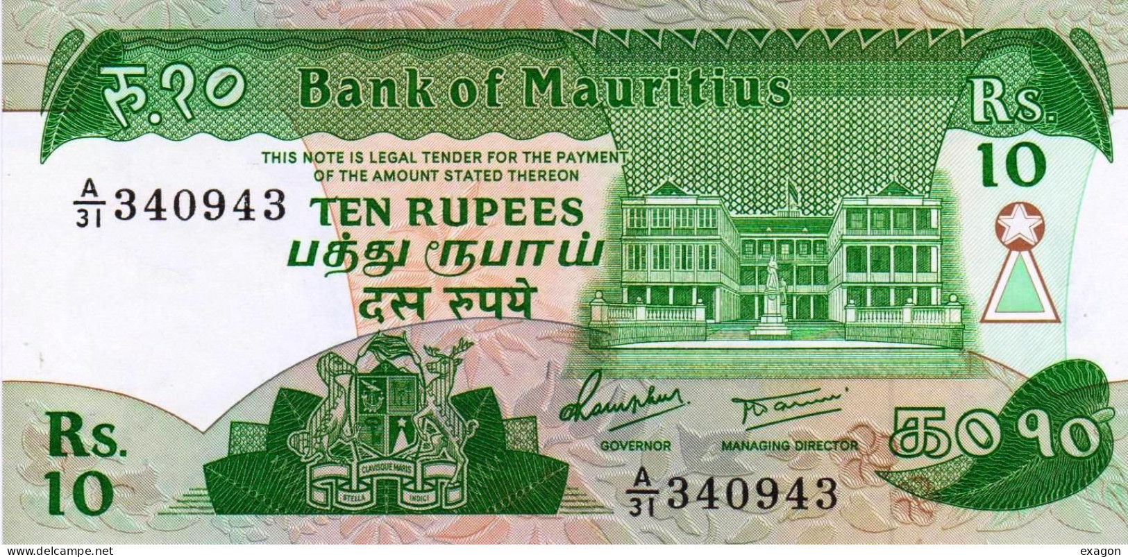 MAURITIUS  -  Banconota Da 10 Rupees  -  Anno 1985 -  Stock 106 - Maurice