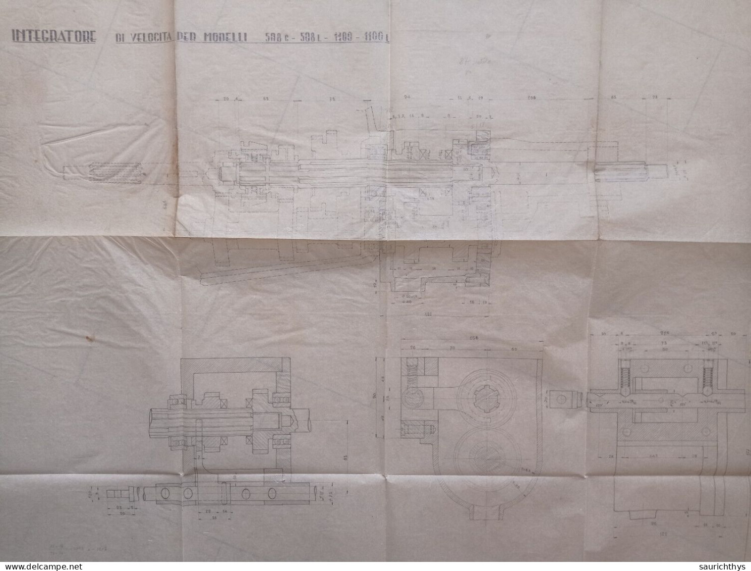 Cartella Documenti Fiat 1100 Moltiplicatore Velocità Disegni Tecnici In Schizzi Originali E Copie Conformi D'epoca - Maschinen