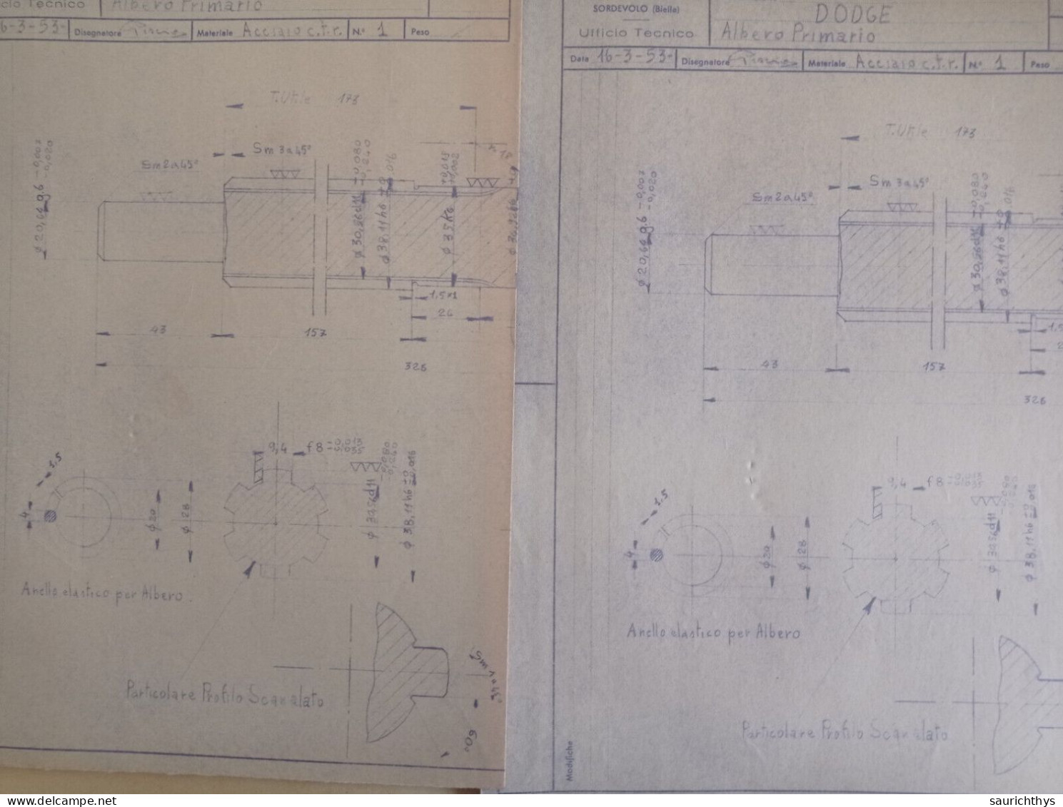 Cartella Documenti Ford 8 W Dodge Disegni Tecnici In Schizzi Originali E Copie Conformi D'epoca - Macchine