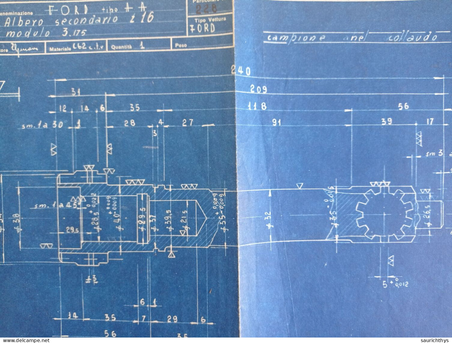 Cartella documenti Ford 8 W Dodge disegni tecnici in schizzi originali e copie conformi d'epoca