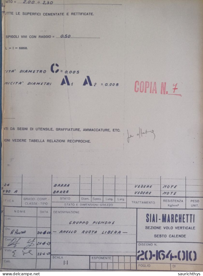 Cartella Documenti SIAI Savoia Marchetti Disegni Tecnici In Schizzi Originali E Copie Conformi D'epoca Aeronautica - Máquinas