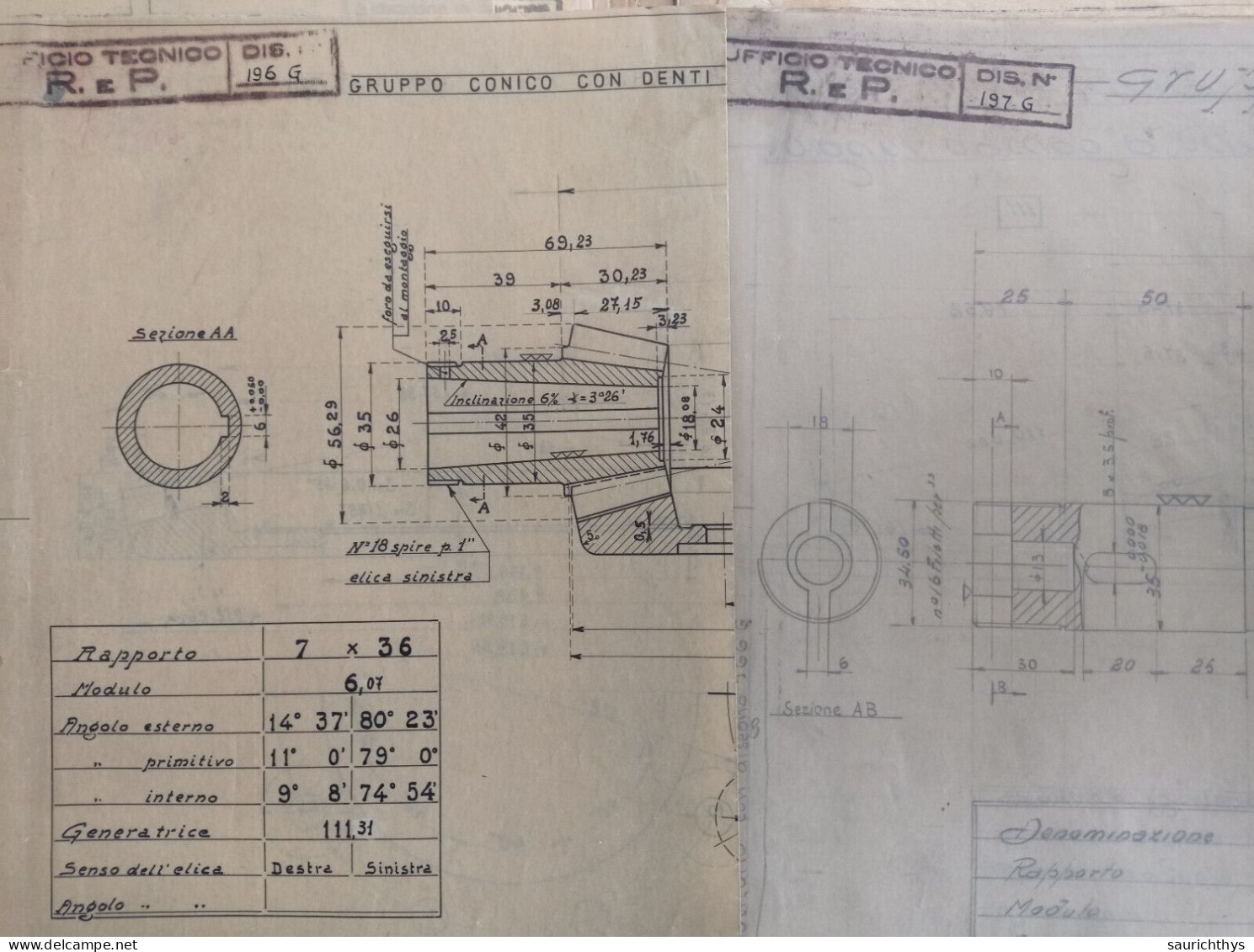 Cartella Documenti Fiat 501 505 507 510 Gruppi Conici Disegni Tecnici In Schizzi Originali E Copie Conformi D'epoca - Máquinas