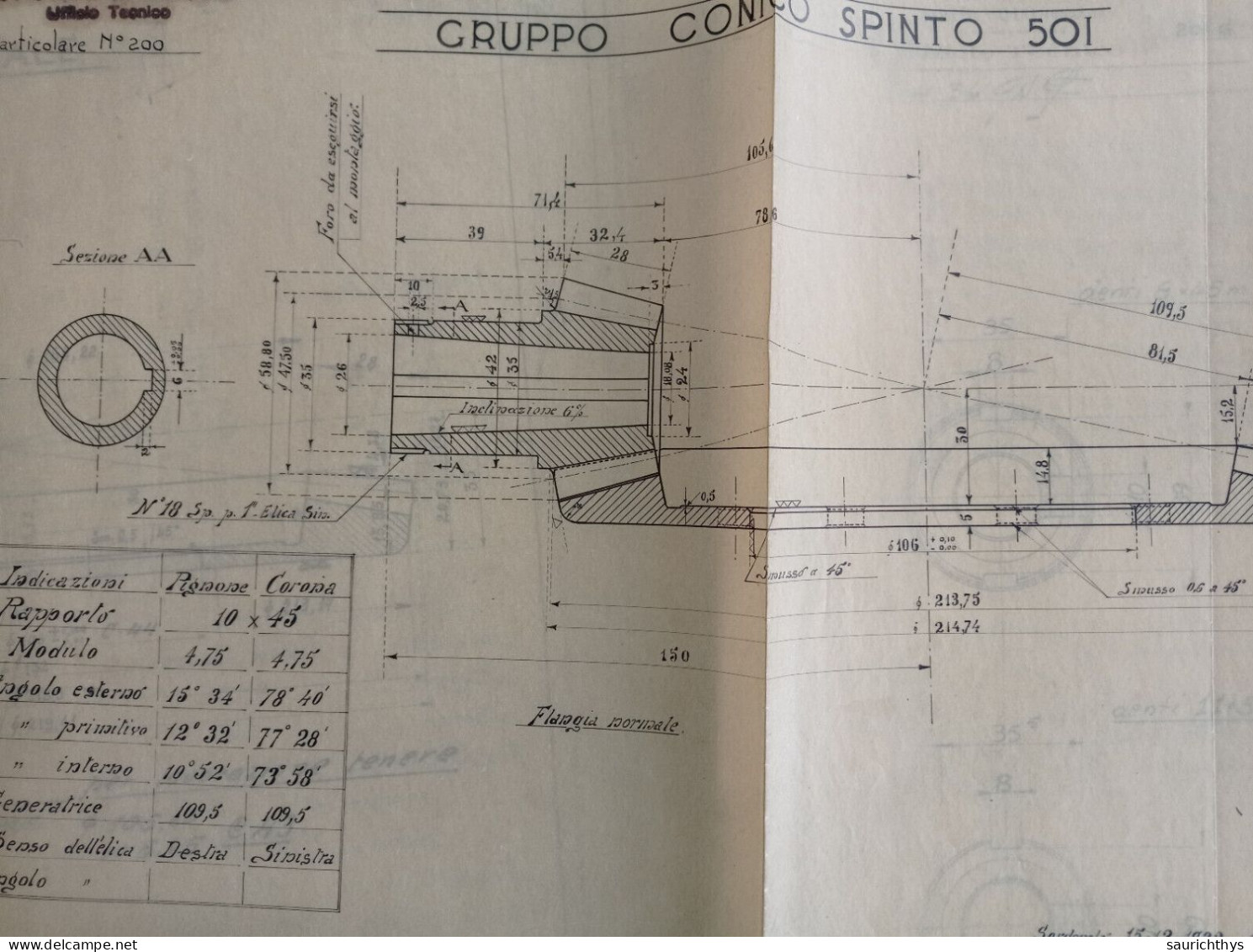 Cartella Documenti Fiat 501 505 507 510 Gruppi Conici Disegni Tecnici In Schizzi Originali E Copie Conformi D'epoca - Maschinen