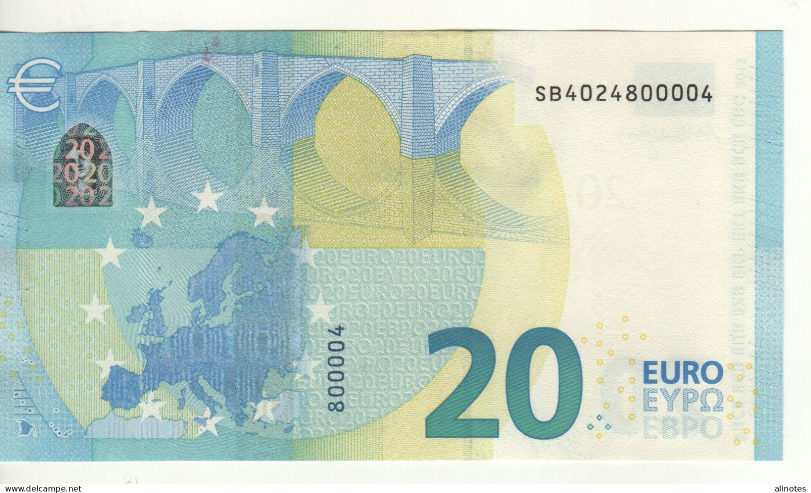 20 EURO  'Italy'   DRAGHI    S 004 D5     SB4024800004  /  FDS - UNC - 20 Euro