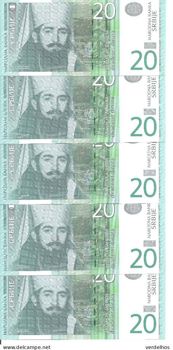 SERBIE 20 DINARA 2006 UNC P 47 ( 5 Billets ) - Serbie