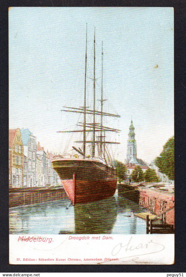 Pays-Bas. Middelburg. Droogdok Met Dam. Lange Jan En Nieuwe Kerk. 1907 - Middelburg