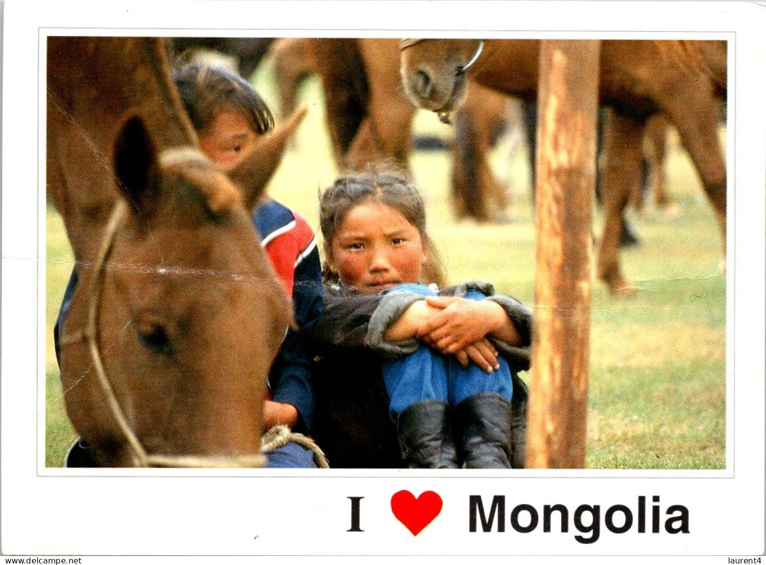 2-10-2023 (3 U 6) Mongolia (posted To Australia) 1997 - Peoles & Horse (light Fold In Center) - Mongolie