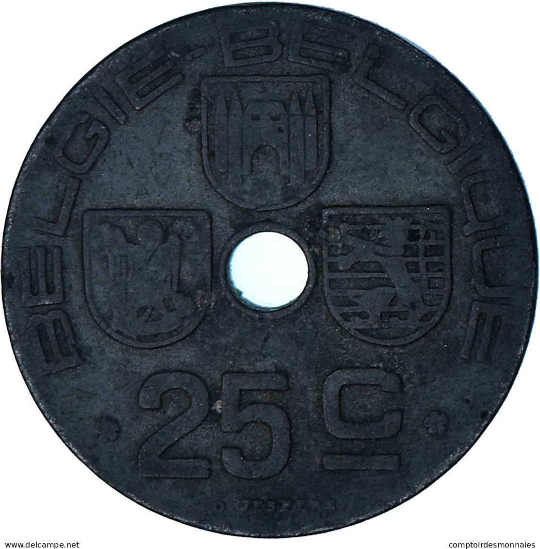 Belgique, 25 Centimes, 1943, Zinc, TB+, KM:132 - 25 Cents