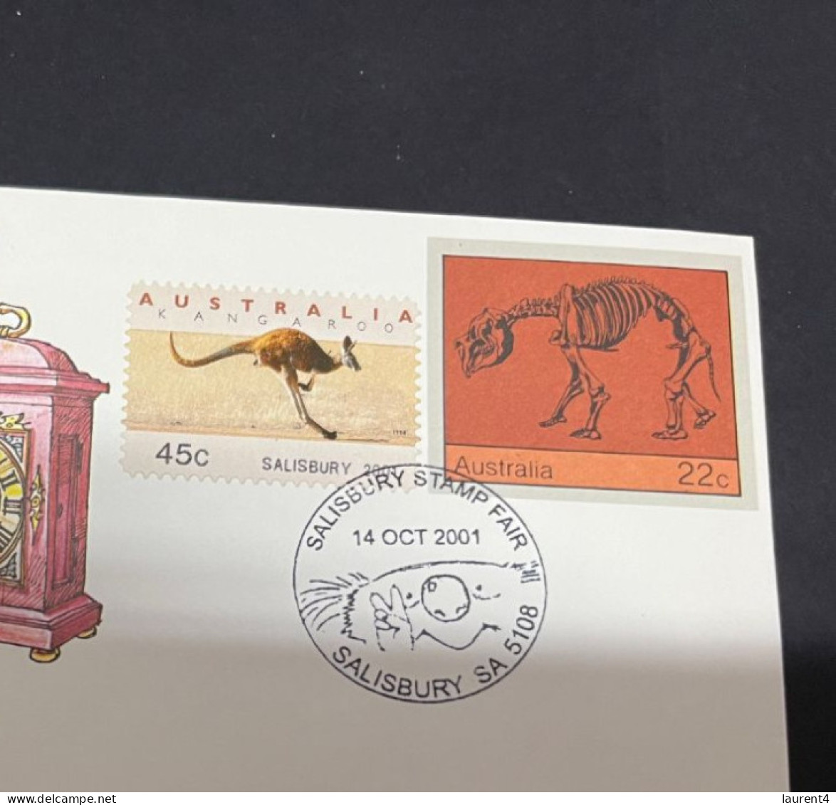 2-10-2023 (3 U 10) Australia FDC - 2001 - Salisbury Kangaroo Stamp - Dinosaur 22 Cents - Altri & Non Classificati