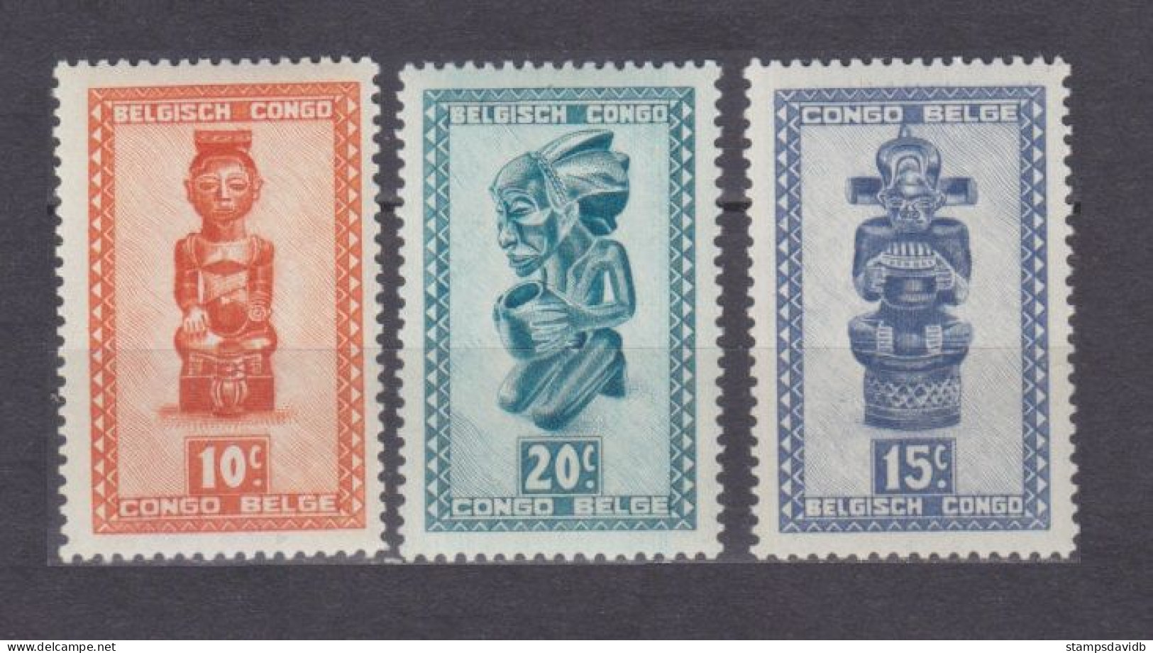 1948 Belgian Congo 263-265 MLH African Figurines - Unused Stamps