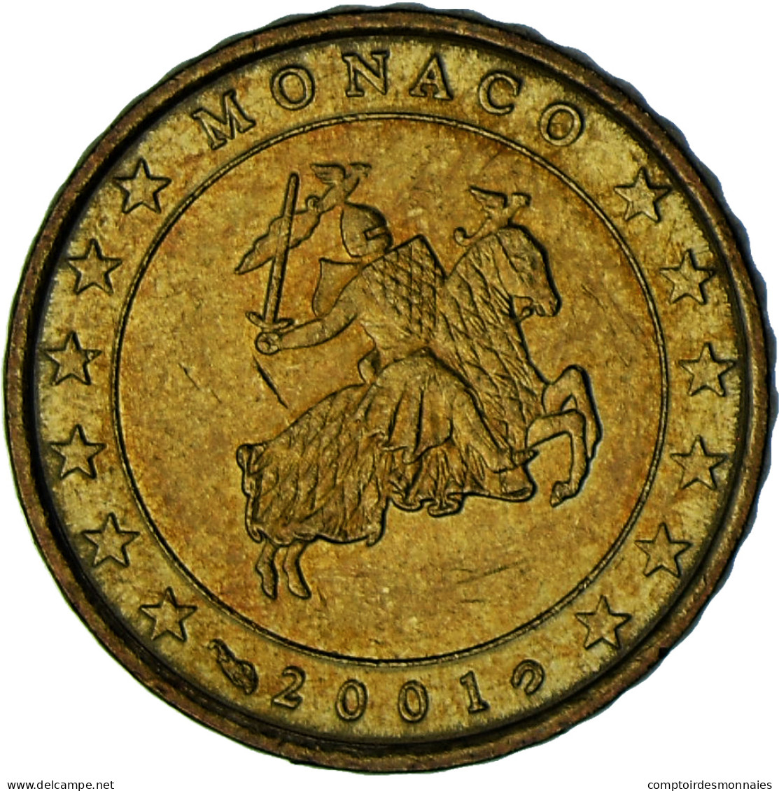 Monaco, Rainier III, 10 Euro Cent, 2001, Paris, TTB, Laiton, Gadoury:MC175 - Monaco